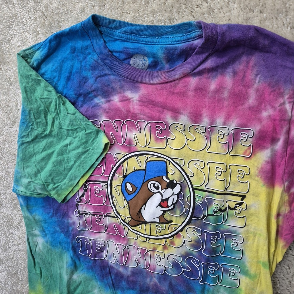 Bucees T Shirt Mens Small Tie Dye Graphic Logo Cotton Crewneck Tennessee USA